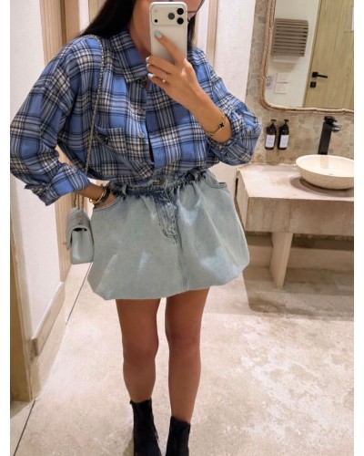 Koszula w kratę La Milla błękitna