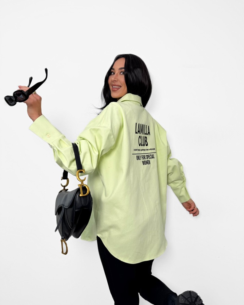 Koszula jeansowa La Milla limonkowa