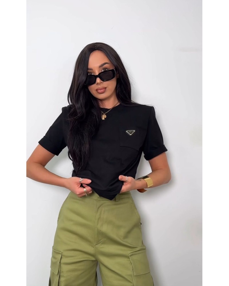 T-shirt z kieszonką La Milla czarny