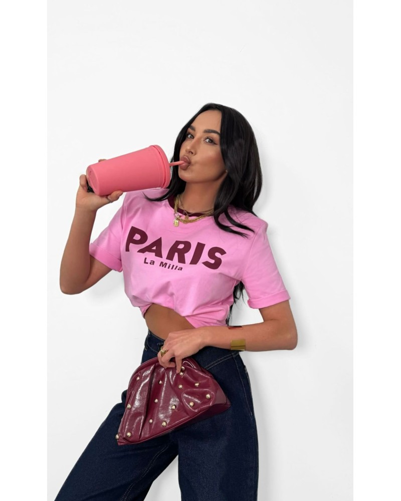 T-shirt La Milla PARIS różowy z bordowym