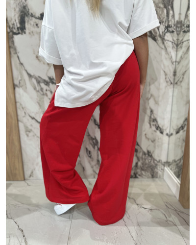 Spodnie dresowe z szeroką nogawką By o la la...! red kiss