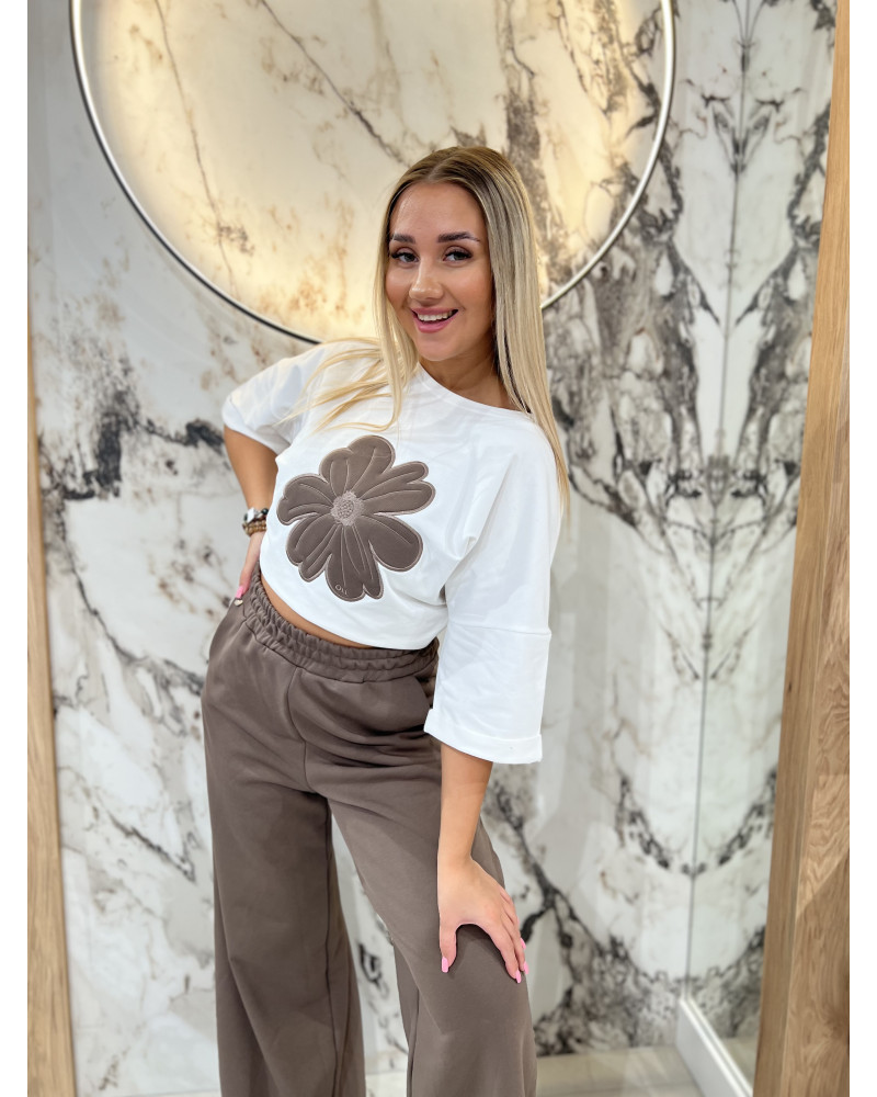 Spodnie dresowe z szeroką nogawką By o la la...! kakao