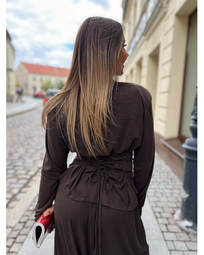 Bluzka z wiązaniem na plecach Lidia czekoladowa