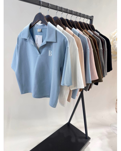 Bluzka polo By o la la...! black cherry
