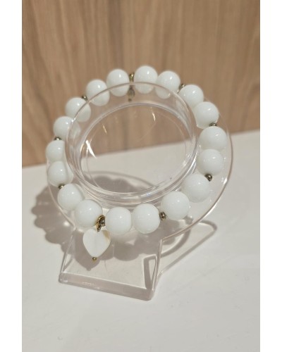 Bransoletka Kora z perłowym serduszkiem By o la la...! biała