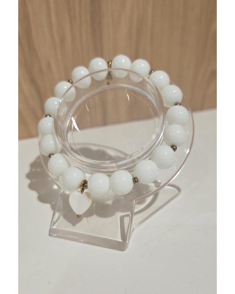 Bransoletka Kora z perłowym serduszkiem By o la la...! biała