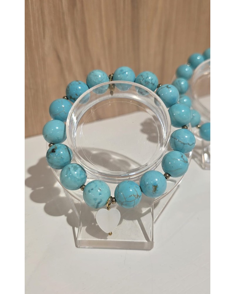 Bransoletka Nefeli z perłowym serduszkiem By o la la...! turkusowa