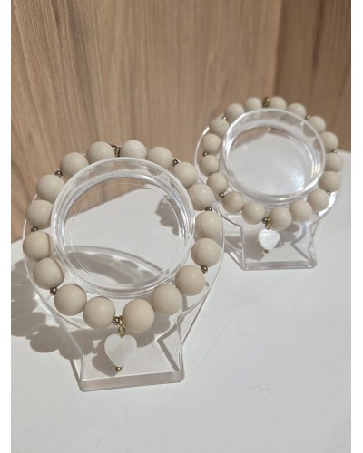 Bransoletka Loli z perłowym serduszkiemBy o la la...! beżowa