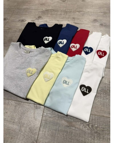 T-shirt z logowanym serduszkiem By o la la...! biały z czarnym