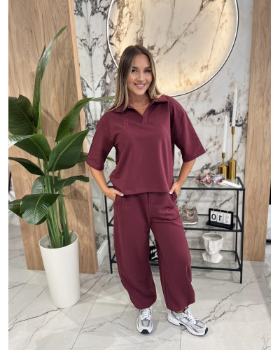 Bluzka polo By o la la...! black cherry
