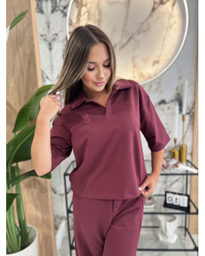 Bluzka polo By o la la...! black cherry