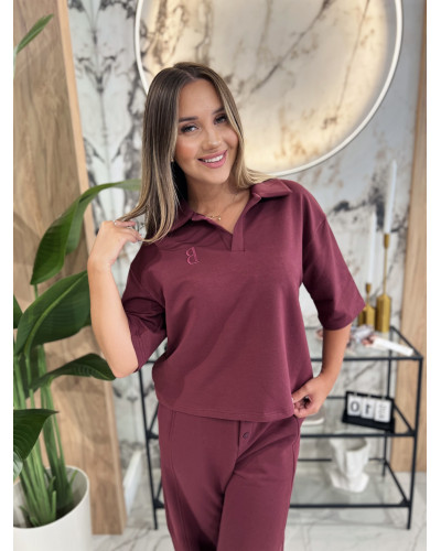 Bluzka polo By o la la...! black cherry