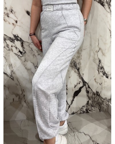 Spodnie dresowe z ozdobnym szwem By o la la...! szary melanż