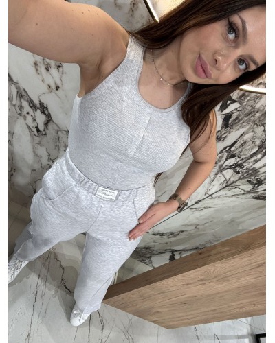 Spodnie dresowe z ozdobnym szwem By o la la...! szary melanż