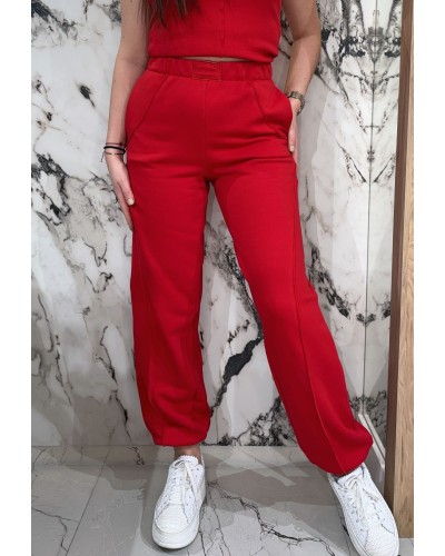 Spodnie dresowe z ozdobnym szwem By o la la...! red kiss