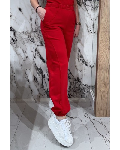 Spodnie dresowe z ozdobnym szwem By o la la...! red kiss