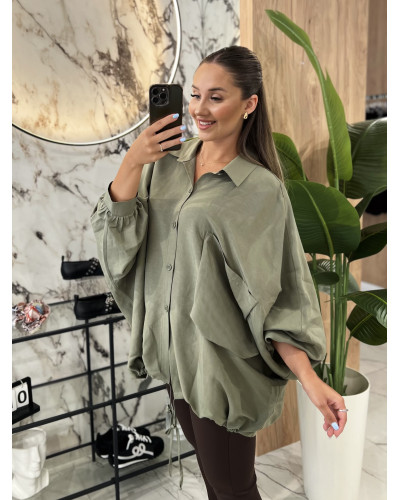 Koszula oversize ze ściągaczem By o la la...! olive