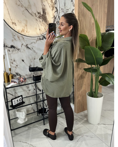 Koszula oversize ze ściągaczem By o la la...! olive
