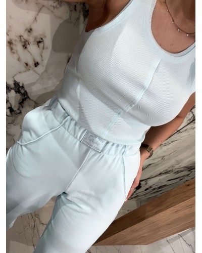 Prążkowana bokserka z przeszyciem By o la la...! blue mint