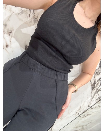 Prążkowana bokserka z przeszyciem By o la la...! czarna