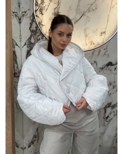 Pikowana kurtka z bufiastym rękawem By o la la...! biała