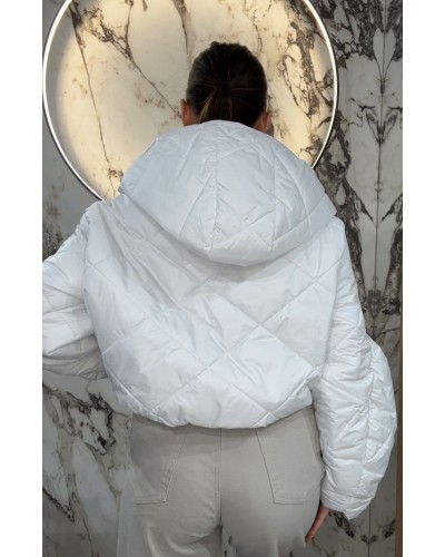 Pikowana kurtka z bufiastym rękawem By o la la...! biała