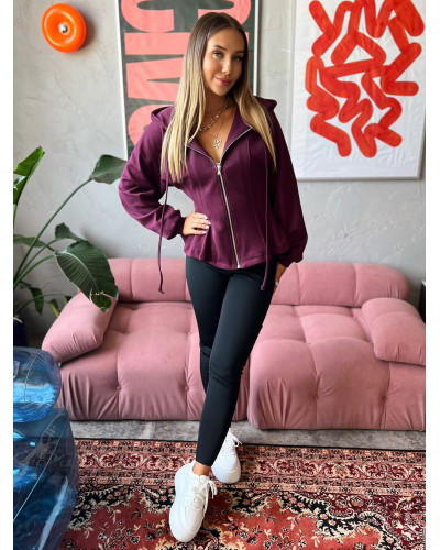 Taliowana bluza z kapturem Lisa bordowa