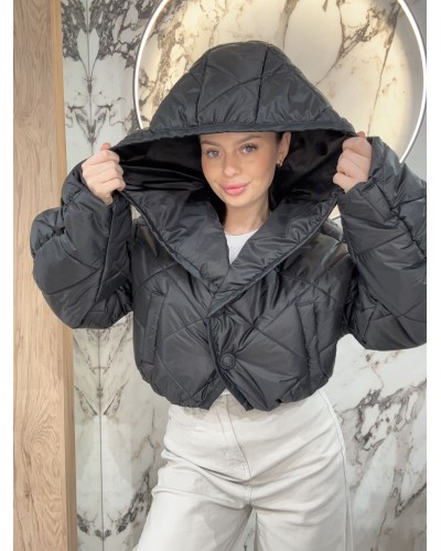 Pikowana kurtka z bufiastym rękawem By o la la...! czarna