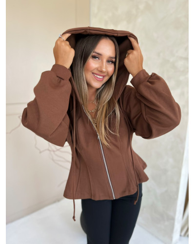 Taliowana bluza z kapturem Lisa camel