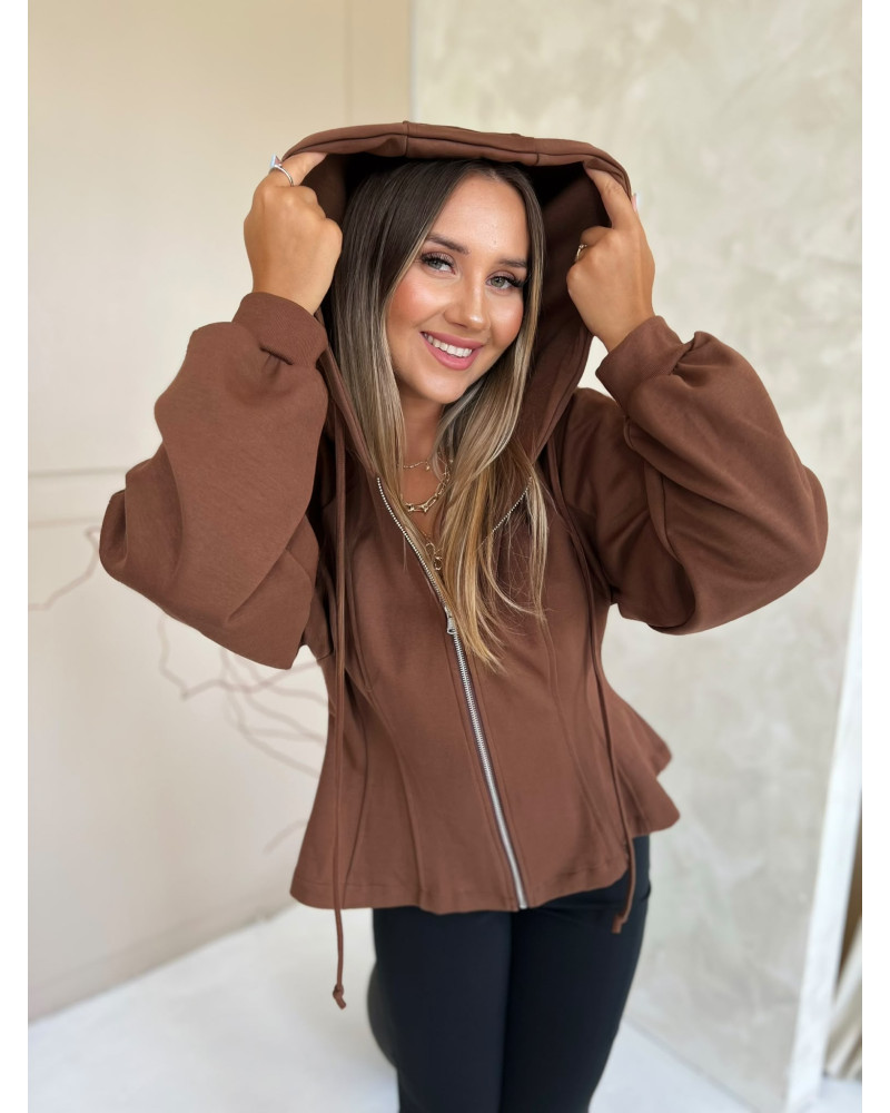 Taliowana bluza z kapturem Lisa camel