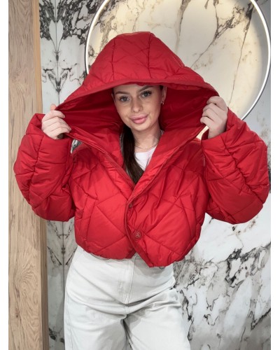 Pikowana kurtka z bufiastym rękawem By o la la...! red kiss