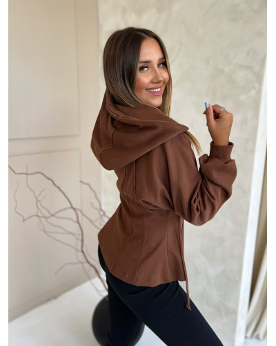 Taliowana bluza z kapturem Lisa camel