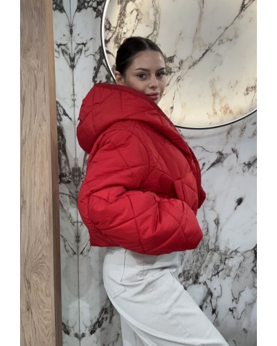 Pikowana kurtka z bufiastym rękawem By o la la...! red kiss