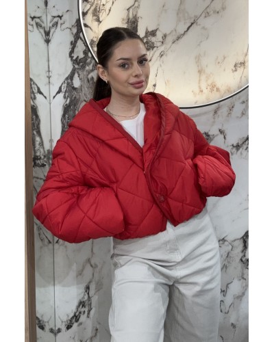 Pikowana kurtka z bufiastym rękawem By o la la...! red kiss