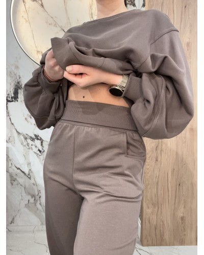 Spodnie dresowe z wywijaną gumką By o la la...! kakao