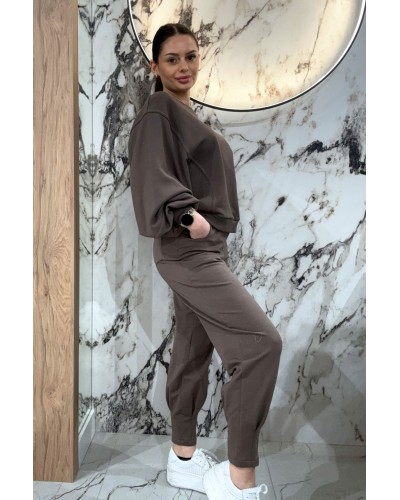 Spodnie dresowe z wywijaną gumką By o la la...! kakao