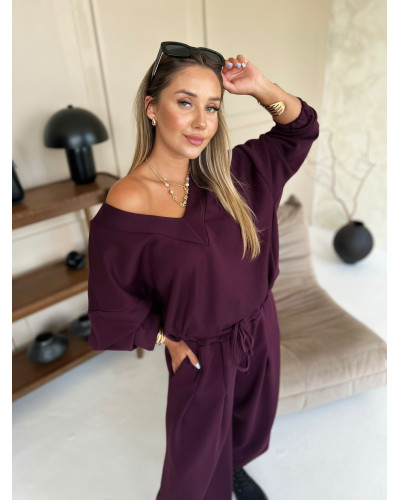 Bluza z dekoltem w szpic Nina burgundowa