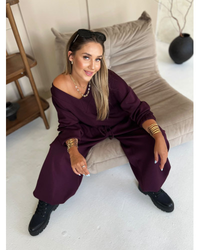 Bluza z dekoltem w szpic Nina burgundowa
