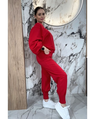 Spodnie dresowe z wywijaną gumką By o la la...! red kiss