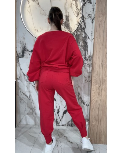 Spodnie dresowe z wywijaną gumką By o la la...! red kiss