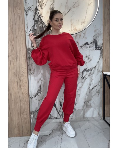 Spodnie dresowe z wywijaną gumką By o la la...! red kiss