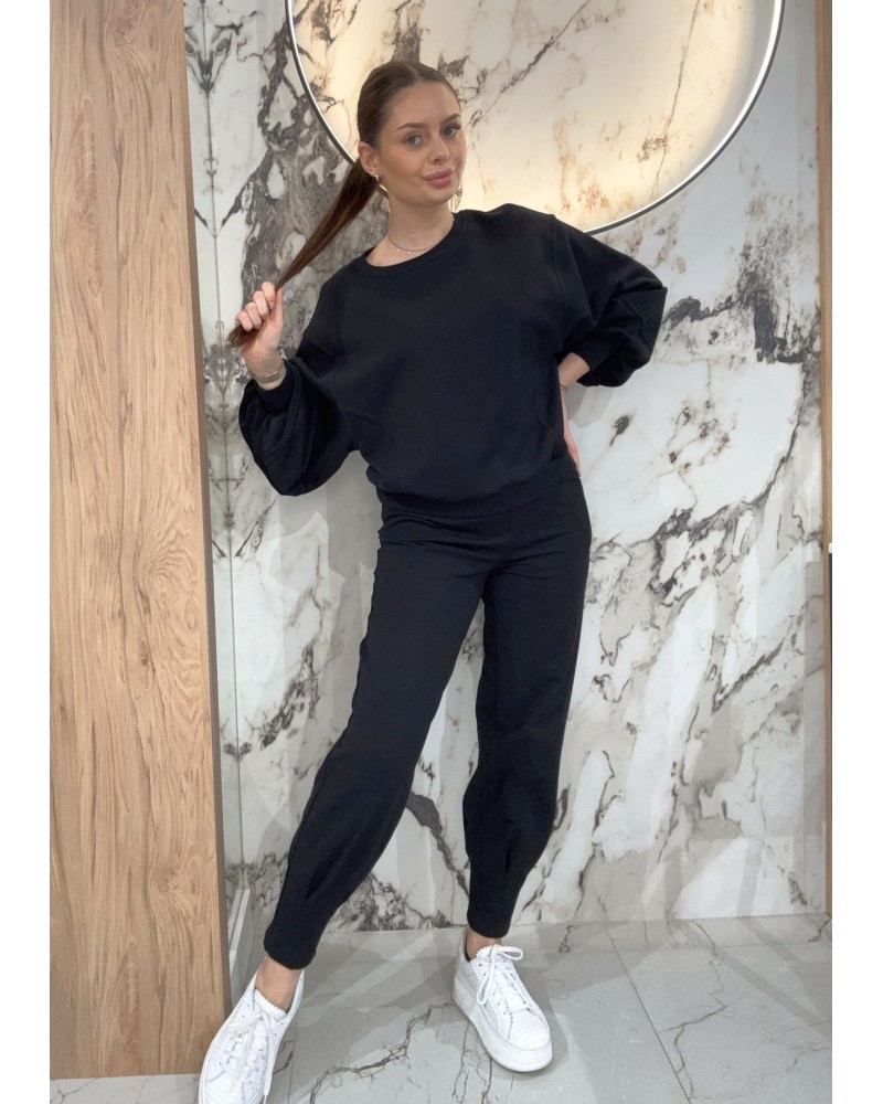 Spodnie dresowe z wywijaną gumką By o la la...! czarne