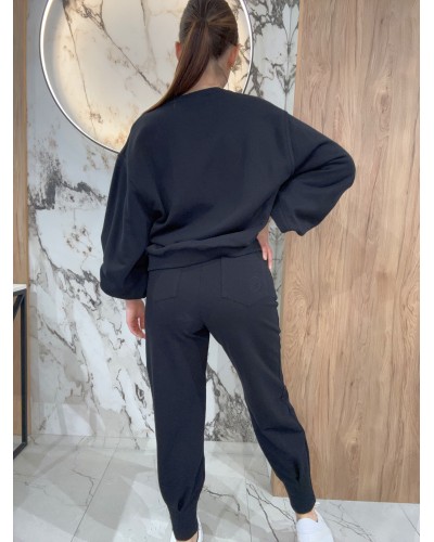 Spodnie dresowe z wywijaną gumką By o la la...! czarne