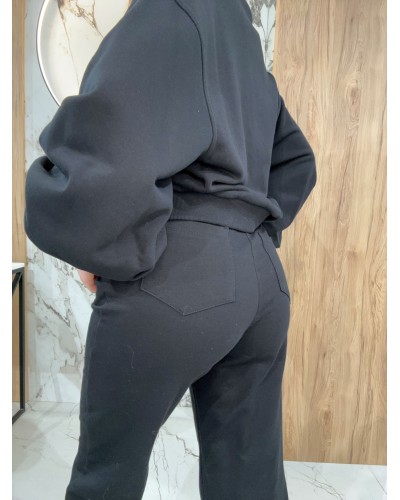 Spodnie dresowe z wywijaną gumką By o la la...! czarne