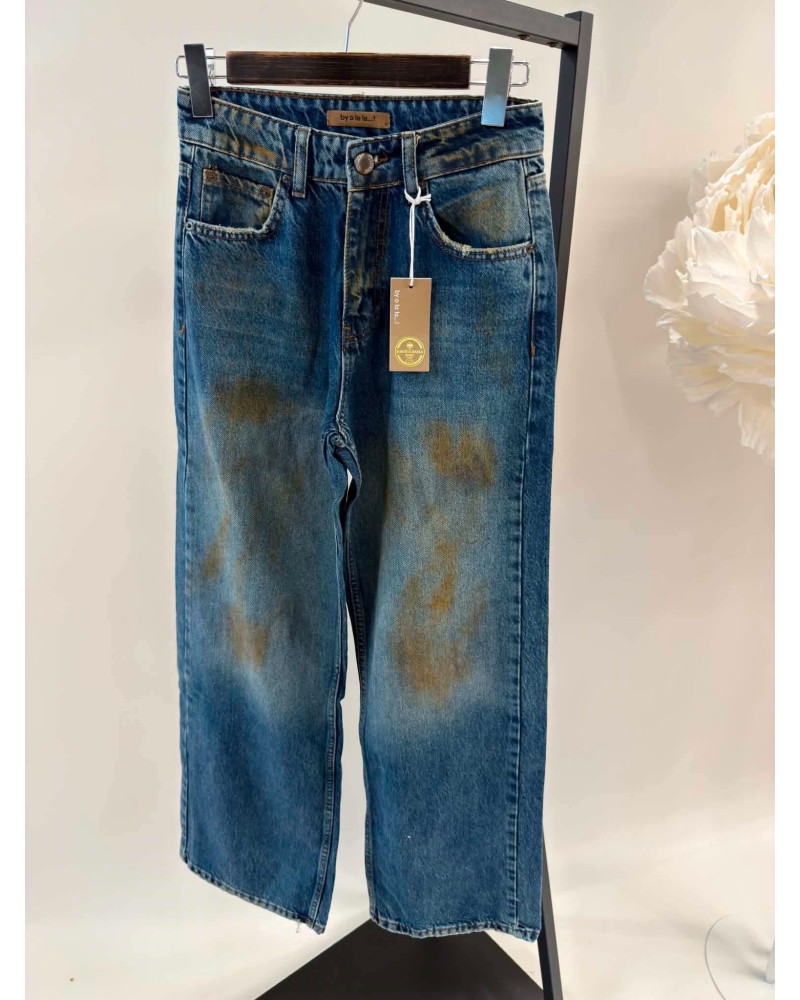 Spodnie jeansowe Wide Leg z przetarciami By o la la...! niebieskie
