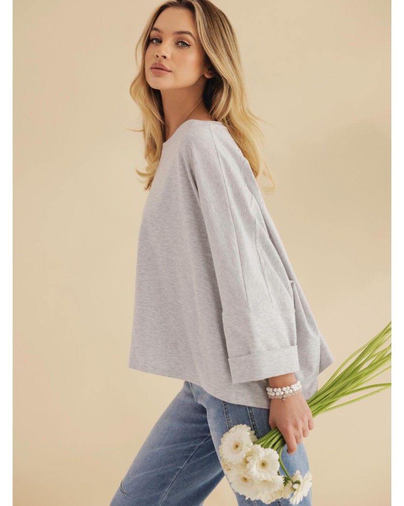 Bluzka nietoperz By o la la...! szary melanż