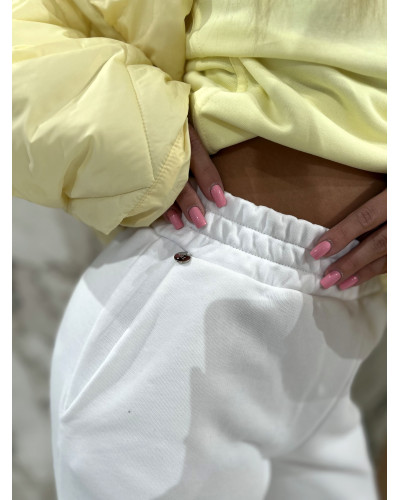 Spodnie dresowe z szeroką nogawką By o la la...! biały