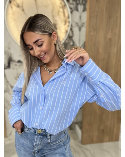 Koszula w paski logo By o la la...! niebieska