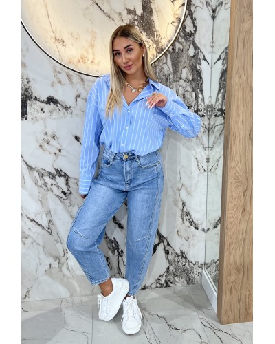 Koszula w paski logo By o la la...! niebieska