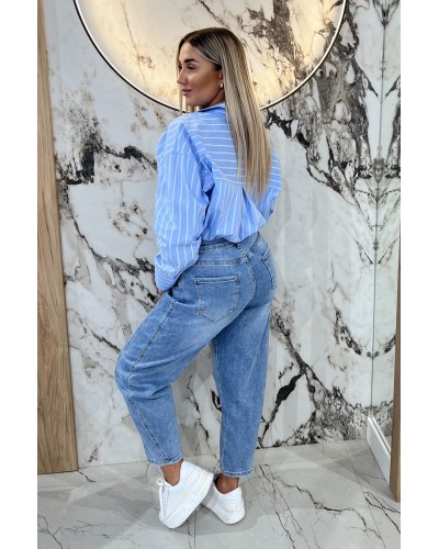 Koszula w paski logo By o la la...! niebieska